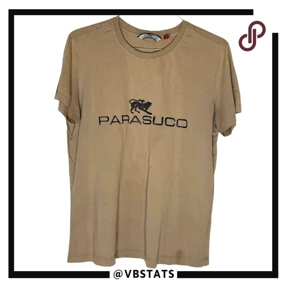 Parasuco Men's Crewneck Short Sleeve Cotton Logo Pullover T-Shirt Tan Large‎